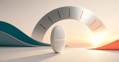 Armodafinil : Guide complet pour biohackers et protocoles de dosage White oval tablet standing in dawn light beside a brushed-metal 24-hour dial arc