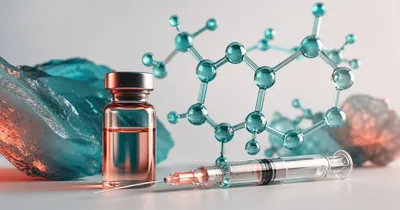 Boldenone (Equipoise): Mechanisms, Risks, and Cycle Monitoring Amber glass injection vial and syringe in front of a teal steroid-ring molecular model