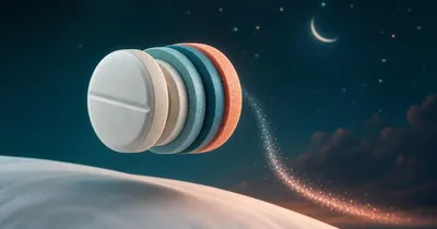 Extended Release Melatonin: How It Works and Who Needs It Layered slow-release tablet floating over a night sky with a trailing sleep curve