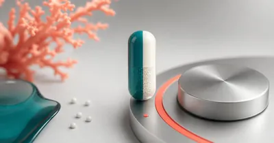 Intuniv (Guanfacine ER): What It Is and How to Track It Two-tone extended-release capsule filled with microbeads beside a metal dial