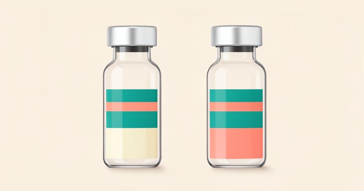 KLOW vs GLOW Peptide: What Actually Differs Two similar peptide vials side by side with three and four coloured bands