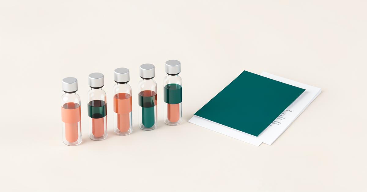 Peptide Cheat Sheet 2026 Row of glass peptide vials beside a folded teal reference card