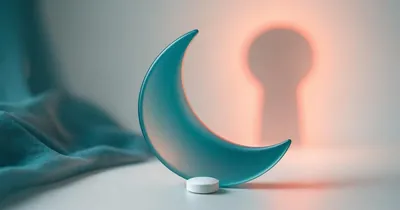Ramelteon Drug Class: The Melatonin Receptor Agonist Explained White sleep tablet beneath a frosted teal crescent moon and a glowing receptor keyhole