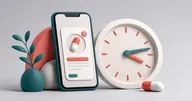 Missed a Dose? What to Do Next Phone showing a late dose reminder beside a clock and a single capsule