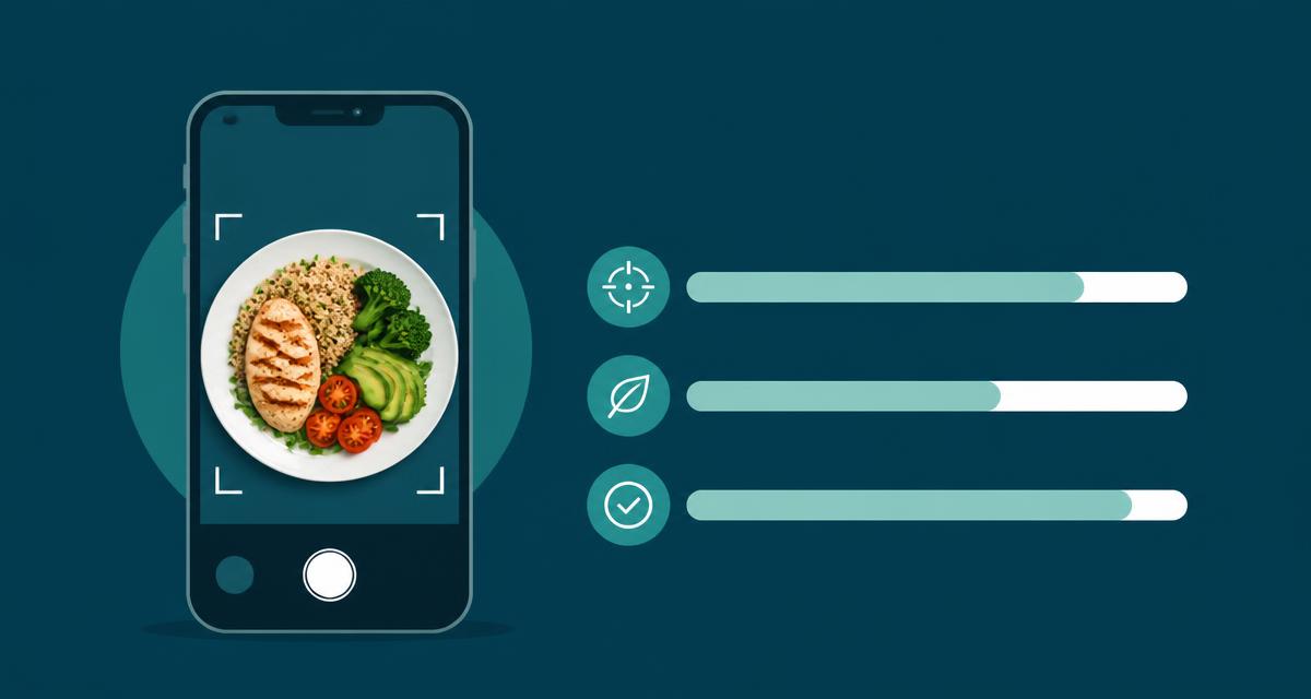 DoseRoutine scanner accuracy compared with published research A phone photographing a plate of food beside three accuracy bars
