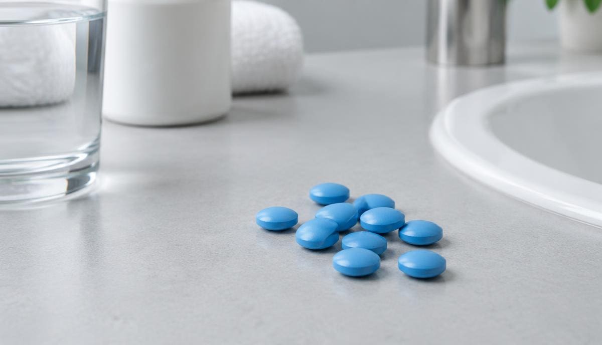 DoseRoutine Finasteride Finasteride film-coated tablets on a matte clinical surface
