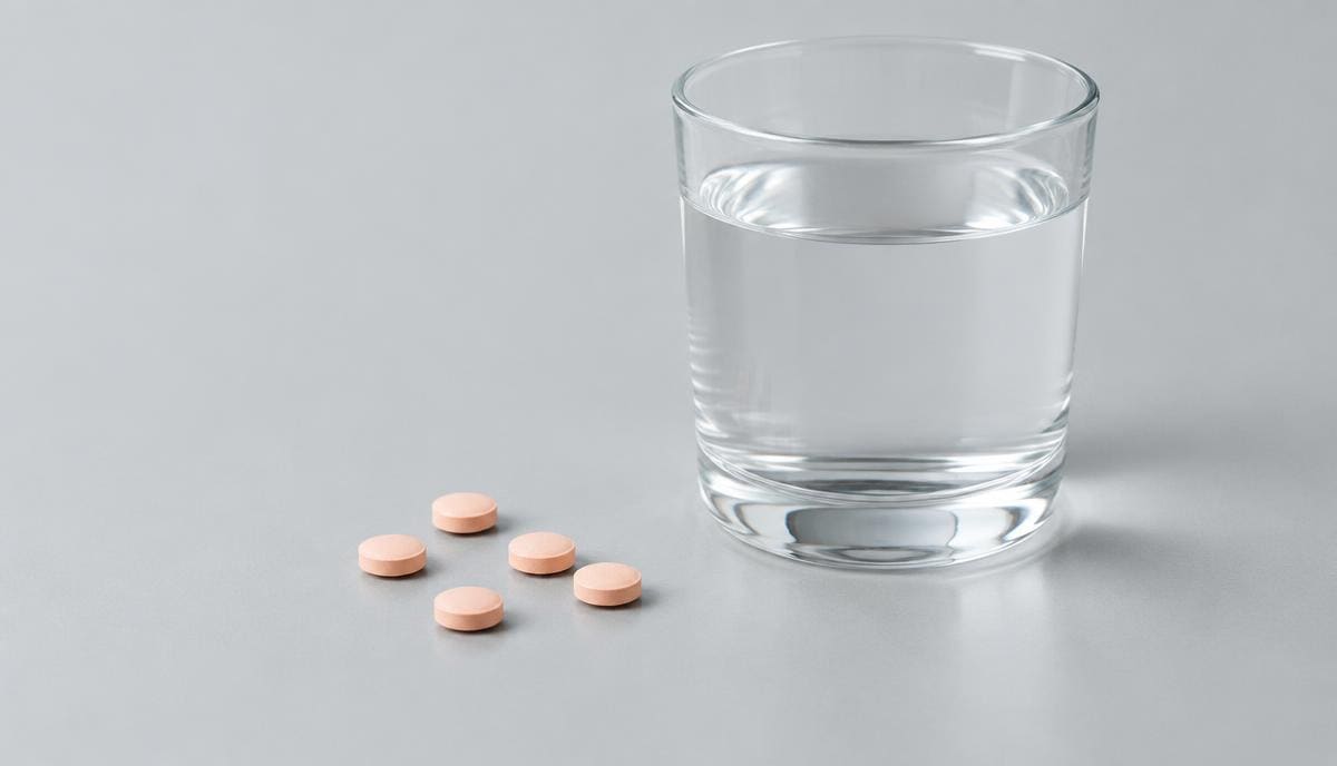 DoseRoutine Hydrochlorothiazide Hydrochlorothiazide tablets on a matte clinical surface