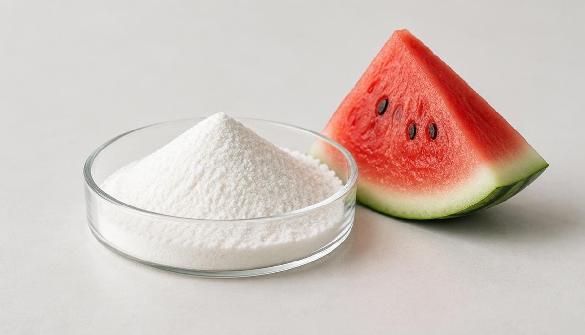 DoseRoutine L-Citrulline Fine white powder in a glass dish on a matte surface