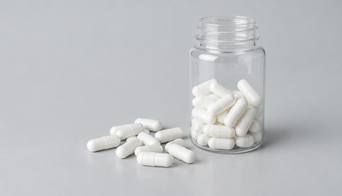 DoseRoutine Pentosan Polysulfate Capsules and a sterile vial on a clean clinical surface