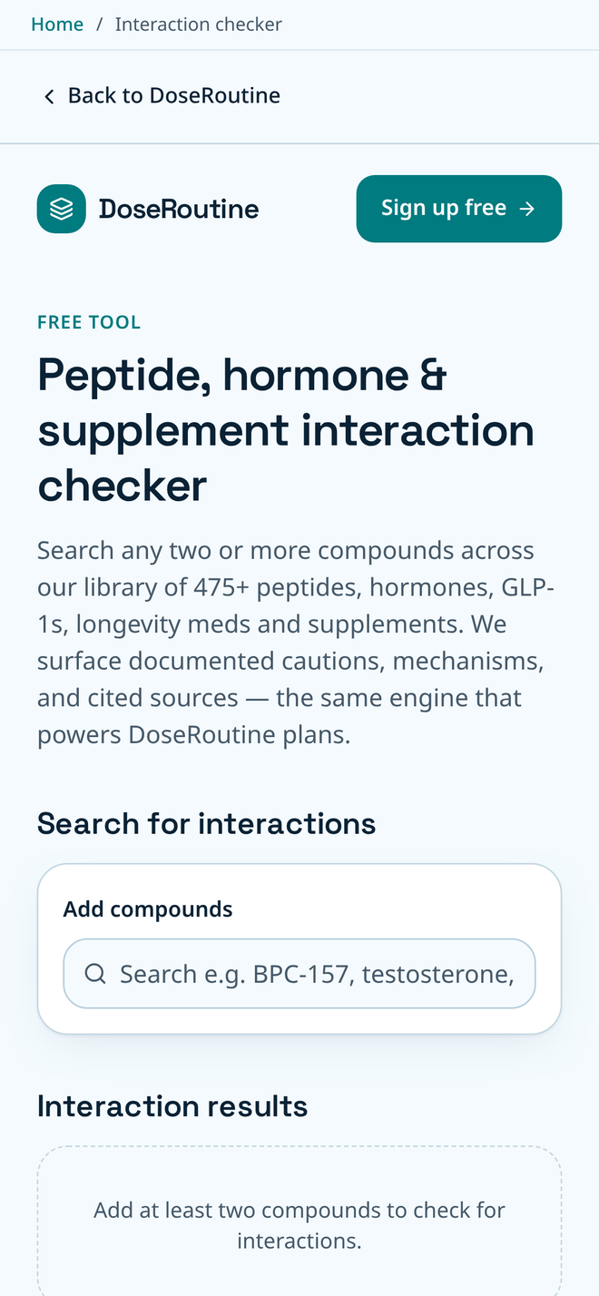 DoseRoutine interaction checker with the compound search ready for two entries